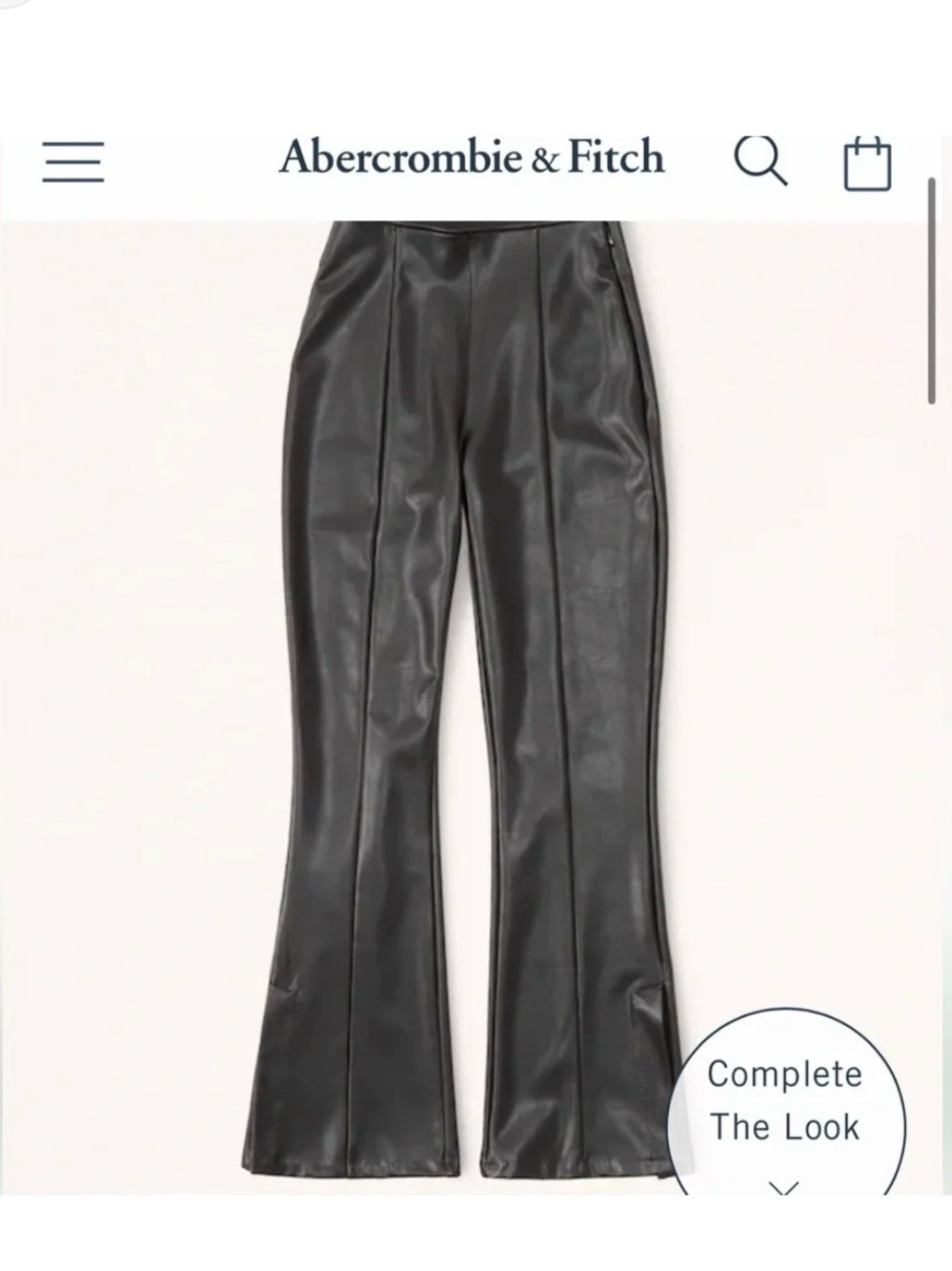 NWT Abercrombie & Fitch Black Vegan Leather Flare Pants Size Medium Short - Picture 3 of 8